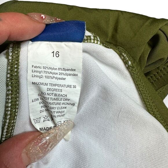 HILOR Women's Green Braided Twist Tummy Control One Piece Swimsuit Size 16 - Picture 4 of 5